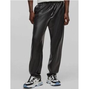 NEW Macys MODE OF ONE Mens Faux Leather Pull On Pants Deep Black Size XXL